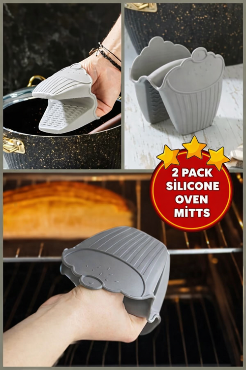Set of 2 Silicone Oven Mitts Heat Resistant Microwave Pot and Tray